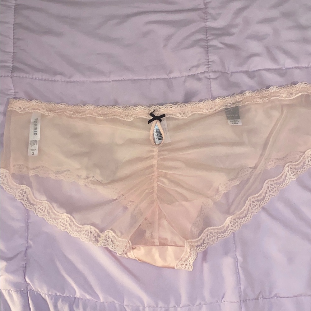 Torrid Hipster Panties With Black And White Floral Lace Embroidery. - Picture 2 of 6